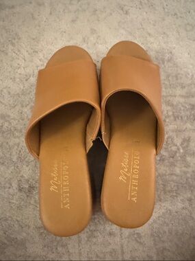 Anthropologie Caramel Leather Slide Mules